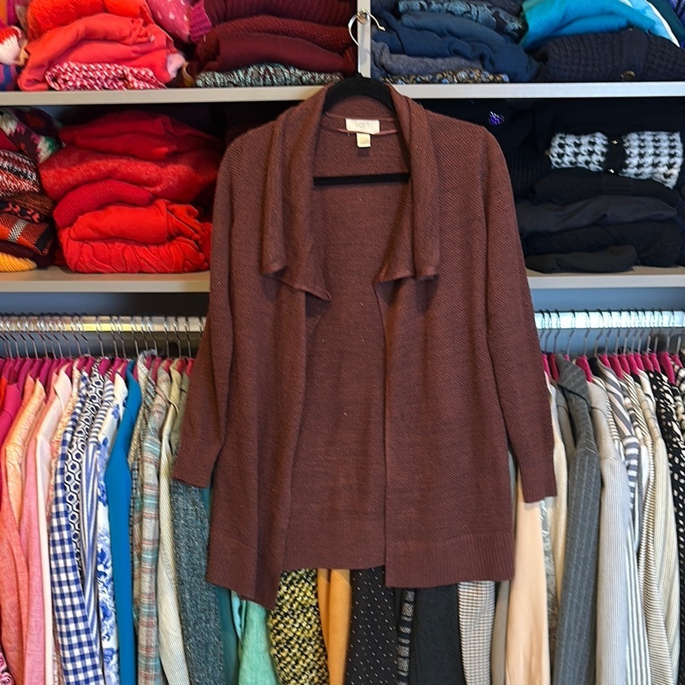 Loft Martin/metallic threads long sleeve open front cardigan size XSP